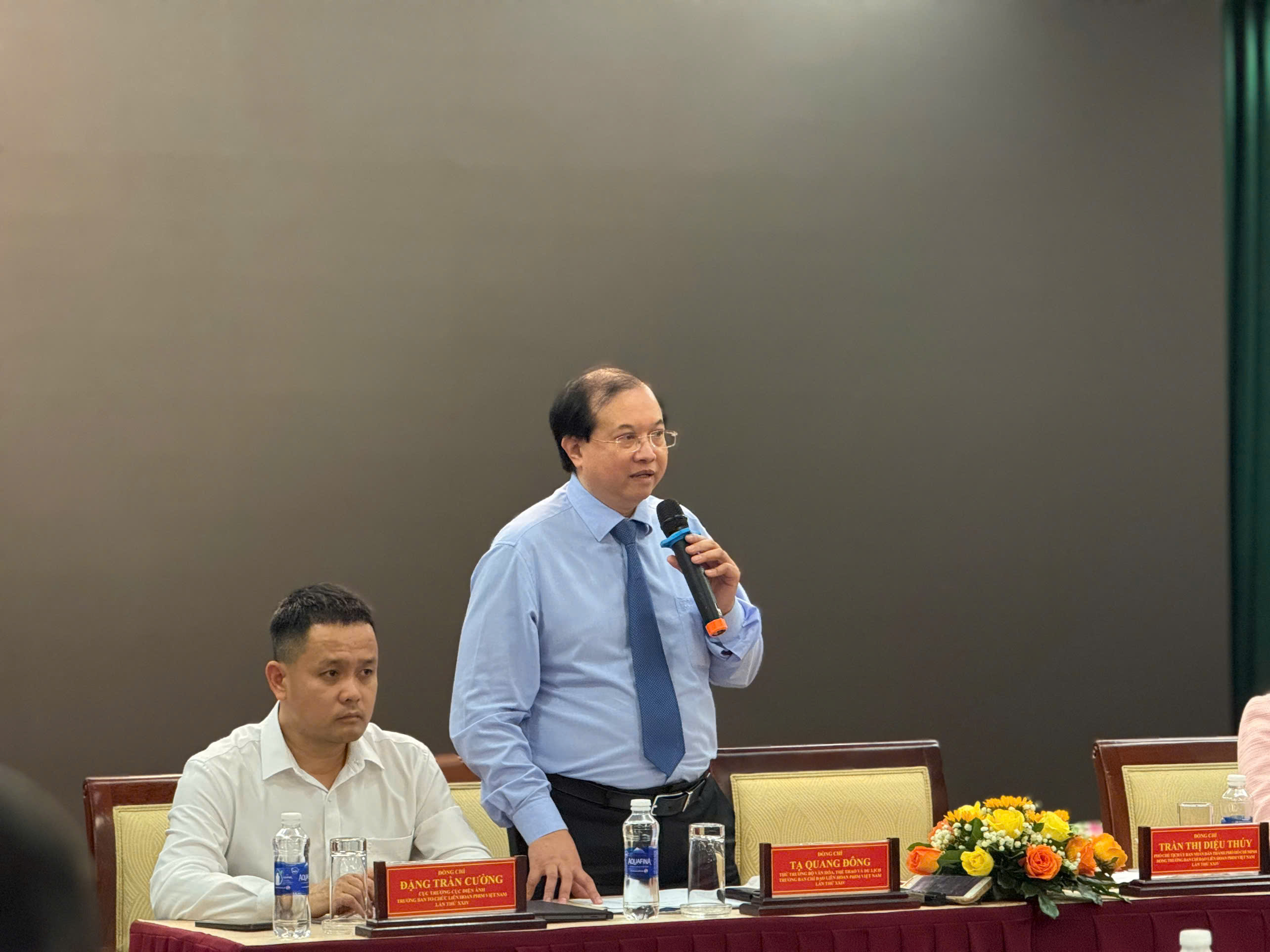 Ông Tạ Quang Đông Thứ trưởng Bộ Văn hóa, Thể thao và Du lịch, Trưởng Ban Chỉ đạo Liên hoan phim Việt Nam lần thứ 24, phát biểu tại họp báo.