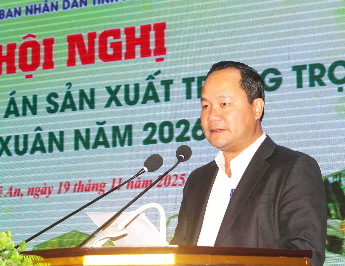 Giám đốc Sở Nông nghiệp và Môi trường Nghệ An Hoàng Quốc Việt phát biểu khai mạc hội nghị