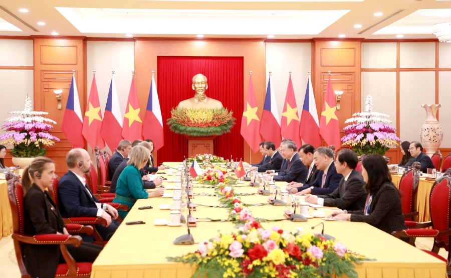 Tổng Bí thư Tô Lâm đã hội kiến Chủ tịch Quốc hội Hàn Quốc Woo Won Shik nhân chuyến thăm chính thức Việt Nam. Ảnh: ĐCS