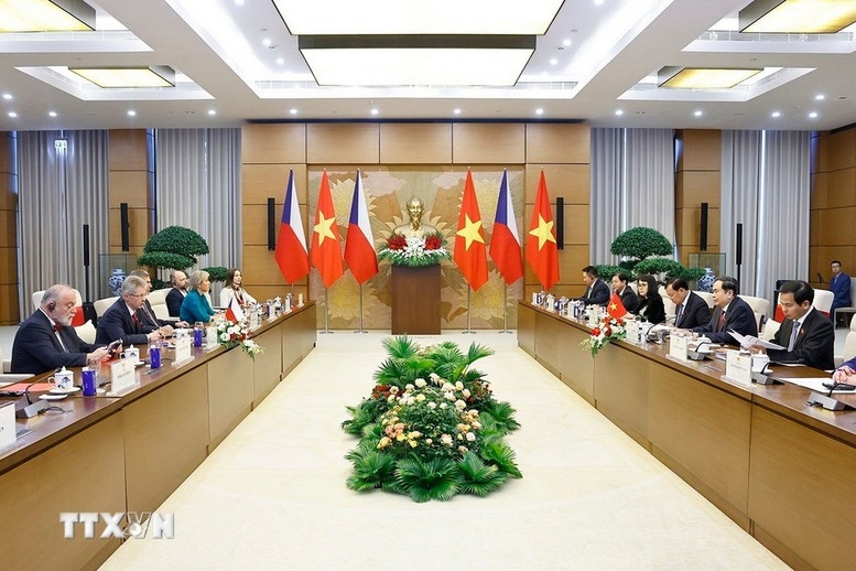 Chủ tịch Quốc hội Trần Thanh Mẫn hội đàm với Chủ tịch Thượng viện Quốc hội Cộng hòa Séc - Ảnh: TTXVN