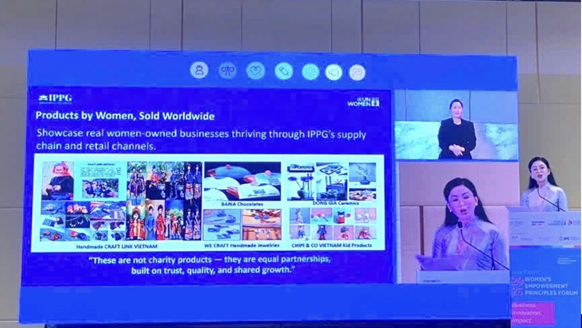 Bà Lê Hồng Thủy Tiên, CEO IPPG tại Phiên thảo luận của Diễn đàn quốc tế WEPs châu Á - Thái Bình Dương 2025.