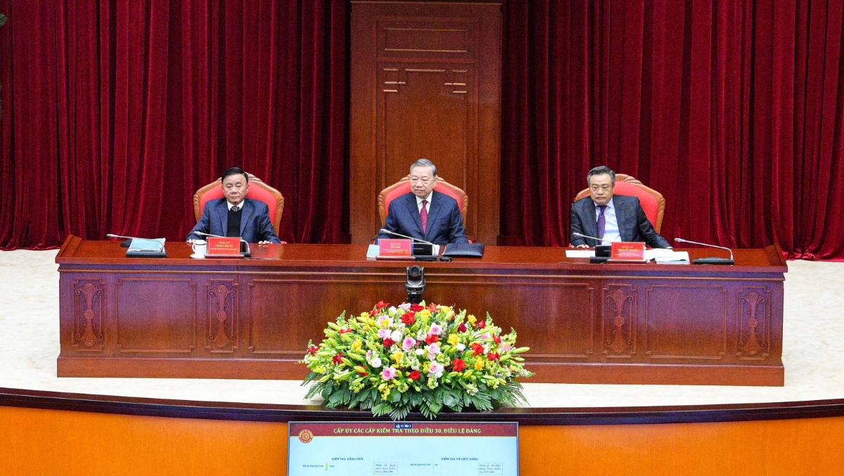 &nbsp;Hội nghị toàn quốc tổng kết công tác kiểm tra, giám sát và thi hành kỷ luật của Đảng năm 2025 và nhiệm kỳ Đại hội XIII. Ảnh: ĐCS.