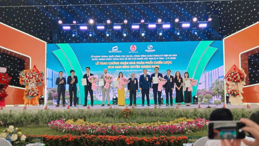 Lễ khánh thành và khởi công các dự án, công trình chào mừng kỷ niệm 80 năm Quốc khánh nước CHXHCN Việt Nam tại tỉnh Phú Thọ. (Nguồn ảnh: UBND tỉnh Phú Thọ)