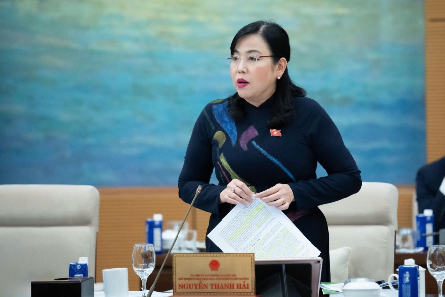 Chủ nhiệm Ủy ban Khoa học, Công nghệ và Môi trường Nguyễn Thanh Hải phát biểu.