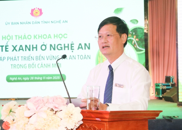 Giám đốc Sở Khoa học và Công nghệ Nghệ An Nguyễn Quý Linh phát biểu đề dẫn hội thảo