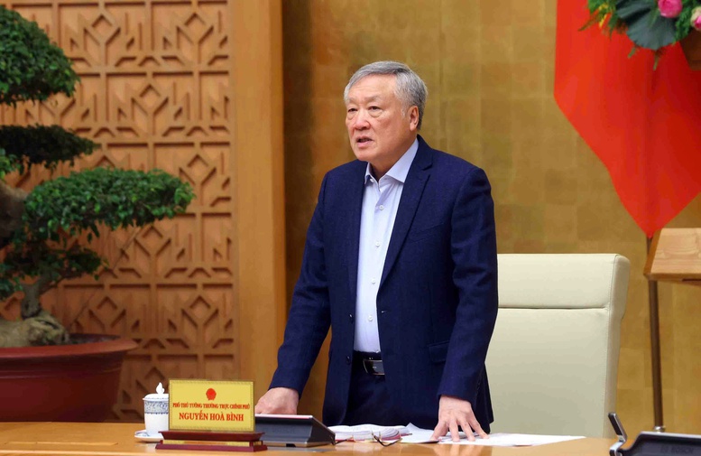 Phó Thủ tướng Thường trực Nguyễn Hoà Bình phát biểu tại phiên họp. Ảnh: VGP