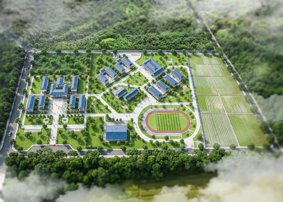 Phối cảnh tổng thể Trường nội trú Tiểu học và THCS Hướng Phùng xã biên giới Hướng Phùng, Quảng Trị