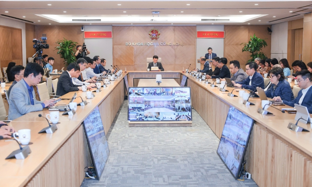 Toàn cảnh Lễ khai trương hệ thống quản lý trực tuyến các nhiệm vụ khoa học và công nghệ theo thời gian thực. 