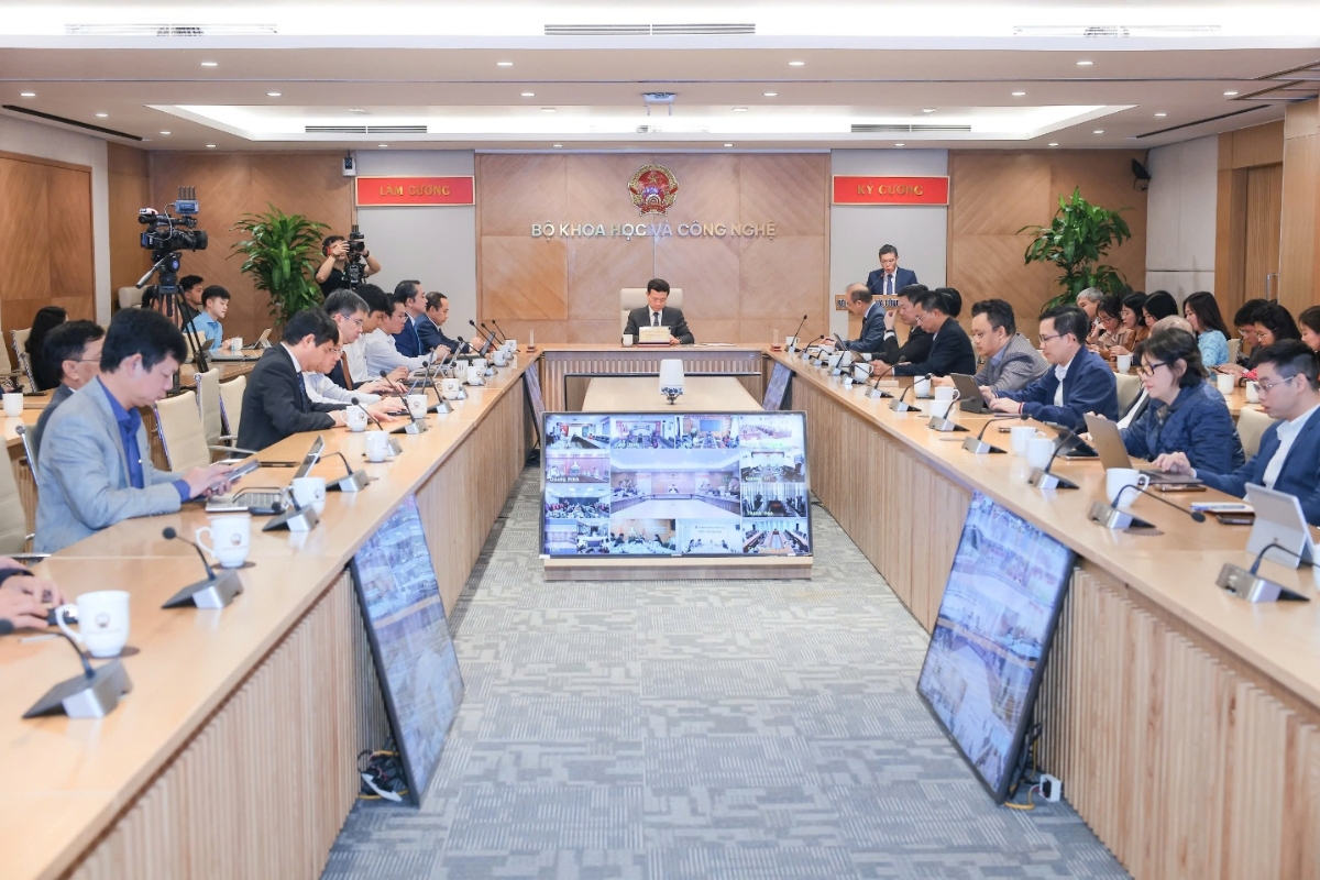 Toàn cảnh Lễ khai trương hệ thống quản lý trực tuyến các nhiệm vụ khoa học và công nghệ theo thời gian thực. 