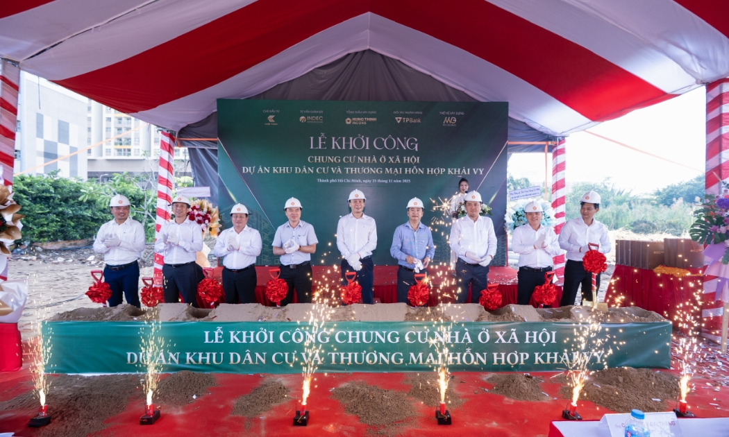 Lễ khởi công dự án chung cư nhà ở xã hội - Khu dân cư và Thương mại hỗn hợp Khải Vy. Ảnh: HTN.