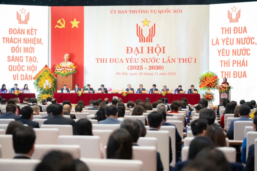 Toàn cảnh Đại hội Thi đua yêu nước lần thứ I của Ủy ban Thường vụ Quốc hội. Ảnh: Quốc hội.