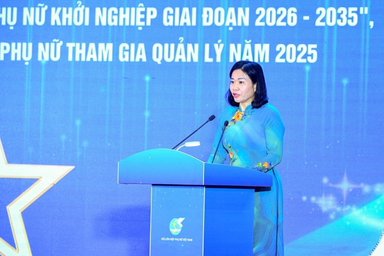 Chủ tịch Hội Liên hiệp Phụ nữ Việt Nam Nguyễn Thị Tuyến phát biểu tại sự kiện - Ảnh: VGP