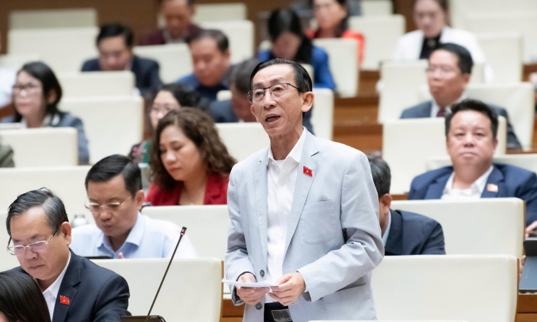 Đại biểu Trần Hoàng Ngân, Đoàn đại biểu Quốc hội TP.HCM phát biểu ý kiến tại phiên thảo luận. Ảnh: Quốc hội.