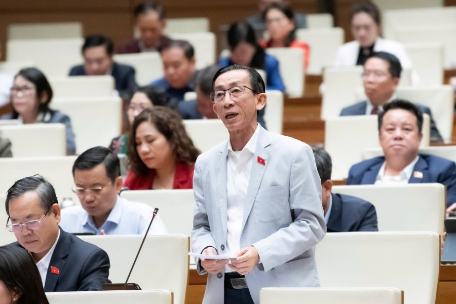 Đại biểu Trần Hoàng Ngân, Đoàn đại biểu Quốc hội TP.HCM phát biểu ý kiến tại phiên thảo luận. Ảnh: Quốc hội.