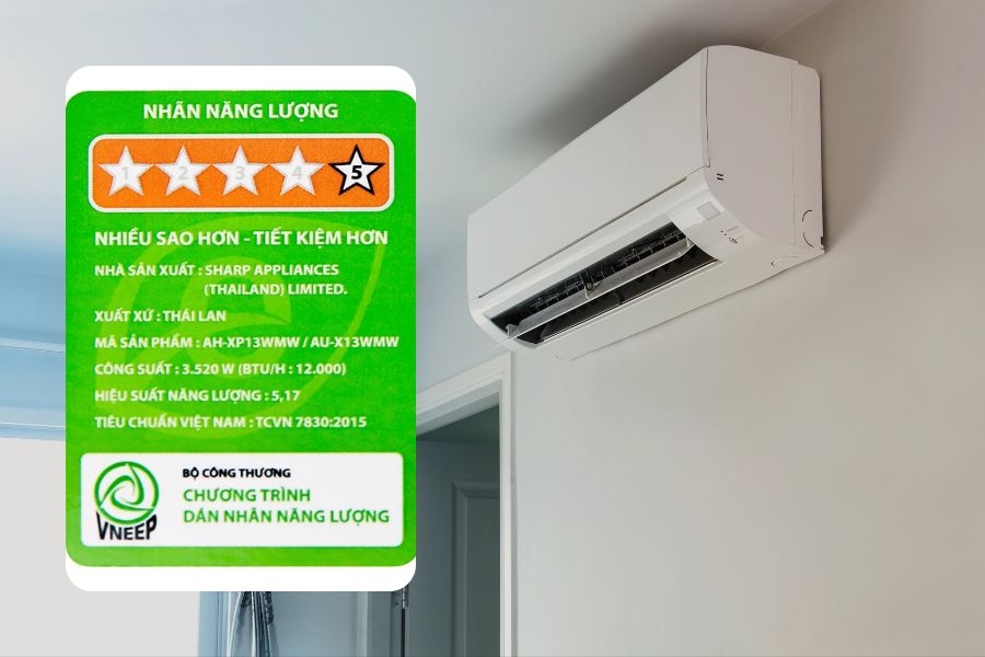 Dán nhãn năng lượng với điều hòa không khí.