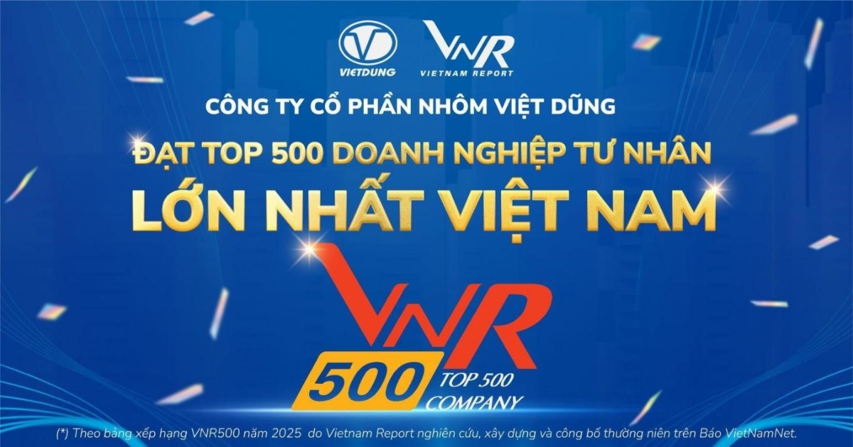 Nhôm Việt Dũng khẳng định vị thế khi góp mặt trong Top 500 doanh nghiệp tư nhân lớn nhất Việt Nam.
