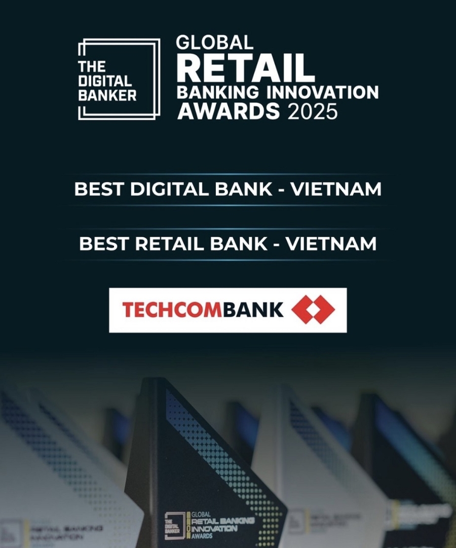 Techcombank ba năm liên tiếp được The Digital Banker vinh danh “Ngân hàng số tốt nhất Việt Nam”.