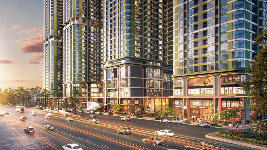 Mặt tiền trải rộng trên trục giao thông trọng yếu.