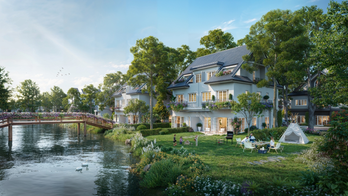 Sân vườn là nơi kết nối thành viên gia đình cư dân. Ảnh: ECP.