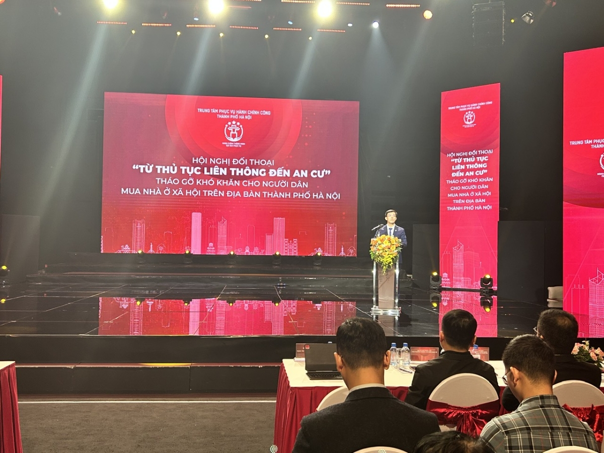 Ông Cù Ngọc Trang, Giám đốc Trung tâm Phục vụ Hành chính công thành phố Hà Nội phát biểu tại sự kiện.