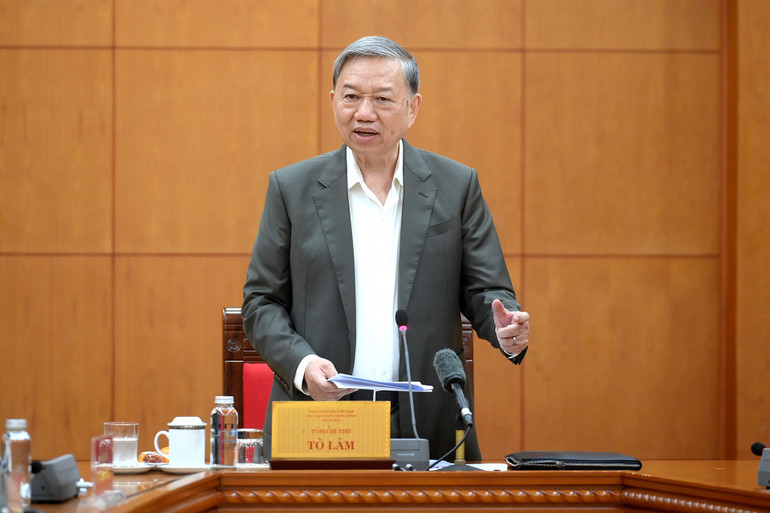 Tổng Bí thư Tô Lâm phát biểu tại buổi làm việc. Ảnh: Đăng Khoa
