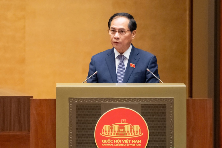 Phó Thủ tướng Chính phủ Bùi Thanh Sơn trình bày tờ trình về chủ trương đầu tư Dự án cao tốc Vinh –  Thanh Thủy. (Ảnh: VGP)

