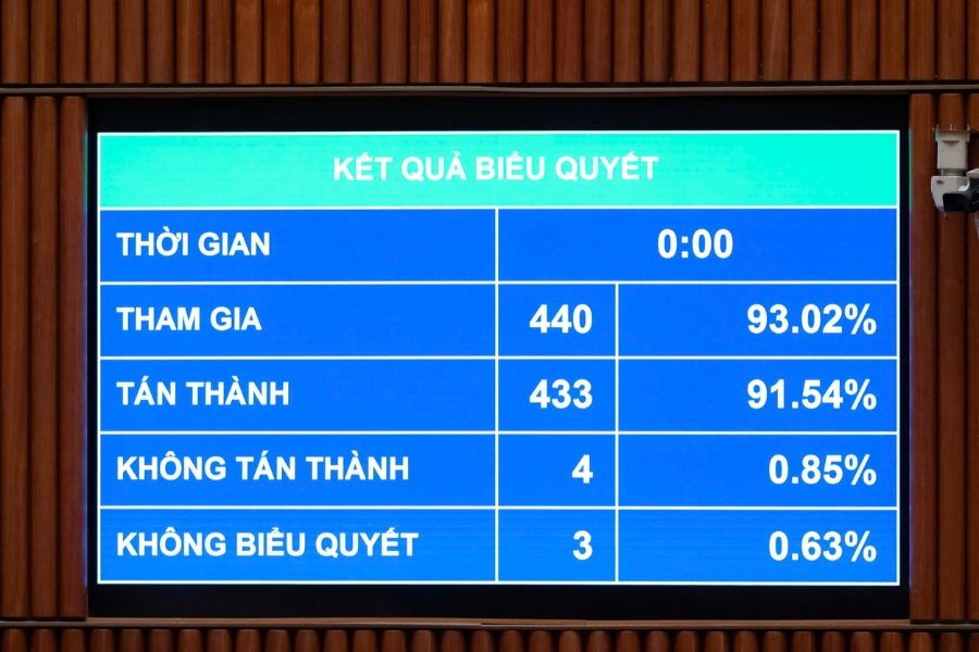 Kết quả biểu quyết thông qua Luật Thi hành án dân sự (sửa đổi).