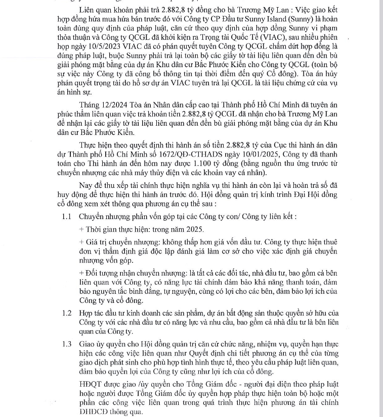 Quốc Cường Gia Lai trình cổ đông bán các công ty con, công ty liên kết để trả nợ  - Ảnh 1