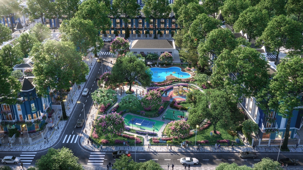 Khu đô thị thượng lưu Eurowindow Central Avenue do Eurowindow Holding phát triển có mật độ cây xanh cao, sử dụng vật liệu thân thiện môi trường.