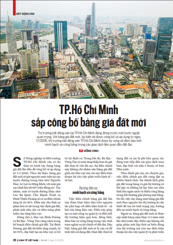 TP.Hồ Chí Minh sắp công bố bảng giá đất mới - Ảnh 1