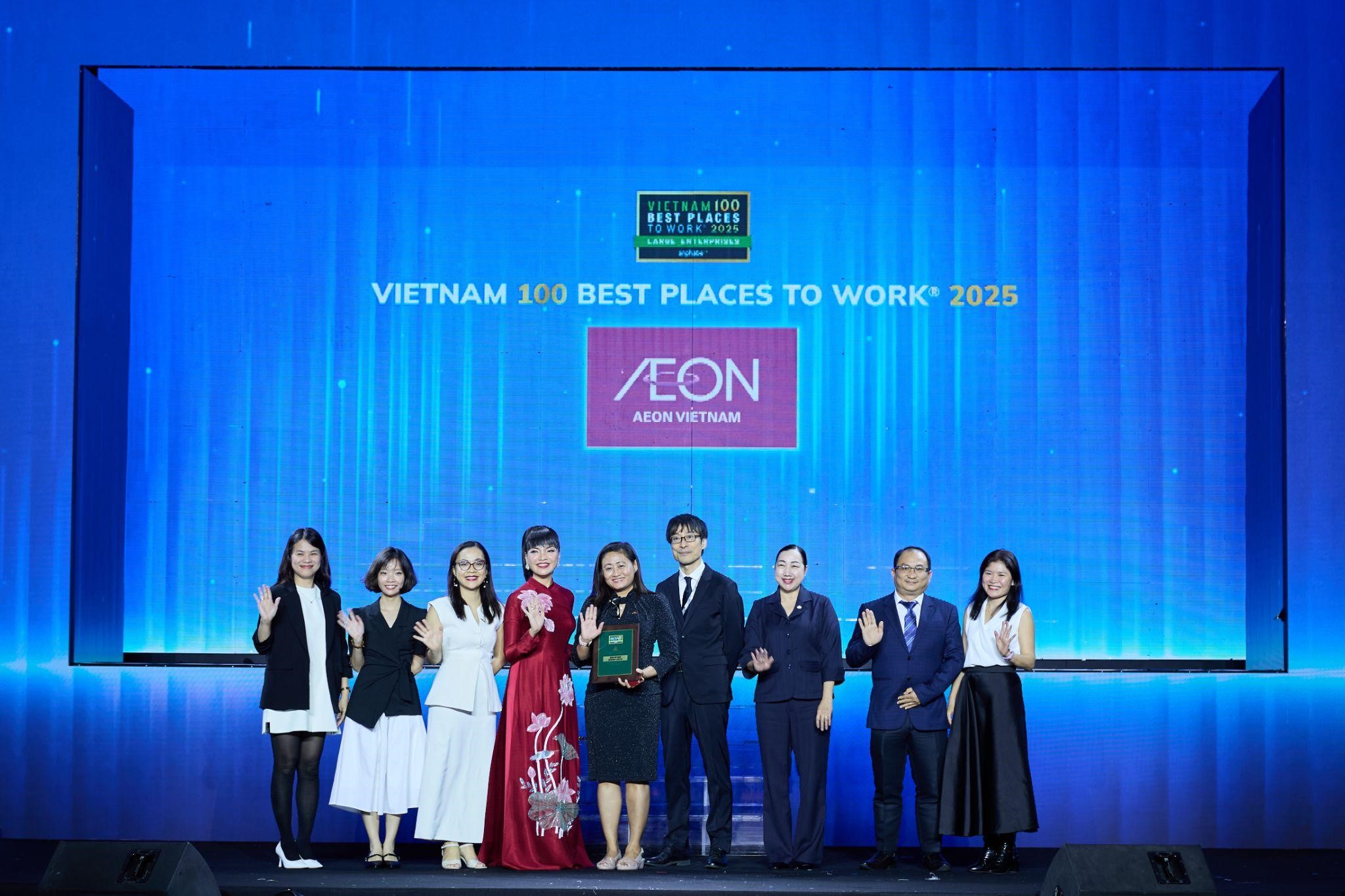 AEON Việt Nam trở thành doanh nghiệp bán lẻ đầu tiên vào Top 10 Nơi Làm Việc tốt nhất Việt Nam. Ảnh: AEON Việt Nam.