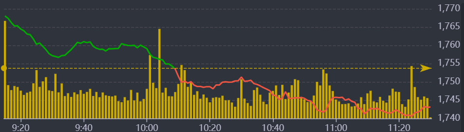 Diễn biến VN-Index sáng nay.
