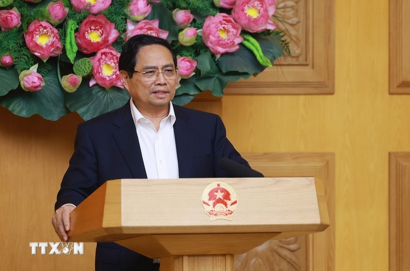 Thủ tướng Phạm Minh Chính phát biểu tại phiên họp thứ 22 của Ban Chỉ đạo Nhà nước các công trình, dự án quan trọng quốc gia, trọng điểm ngành giao thông vận tải. Ảnh: TTXVN