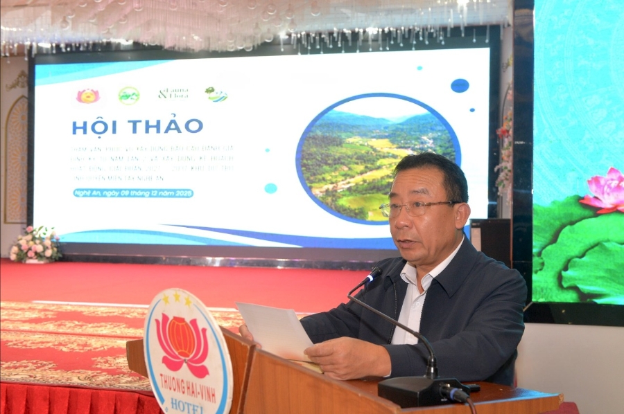 Ông Nguyễn Văn Đệ, Phó Chủ tịch UBND tỉnh Nghệ An, phát biểu tại Hội thảo. Ảnh: Văn Trường