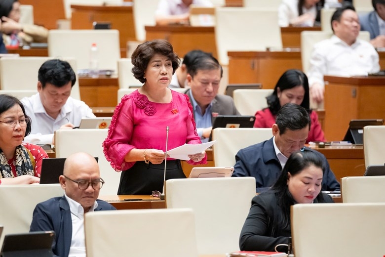 Đại biểu Nguyễn Thị Lệ Thủy, Đoàn đại biểu Quốc hội tỉnh Vĩnh Long, nêu ý kiến.