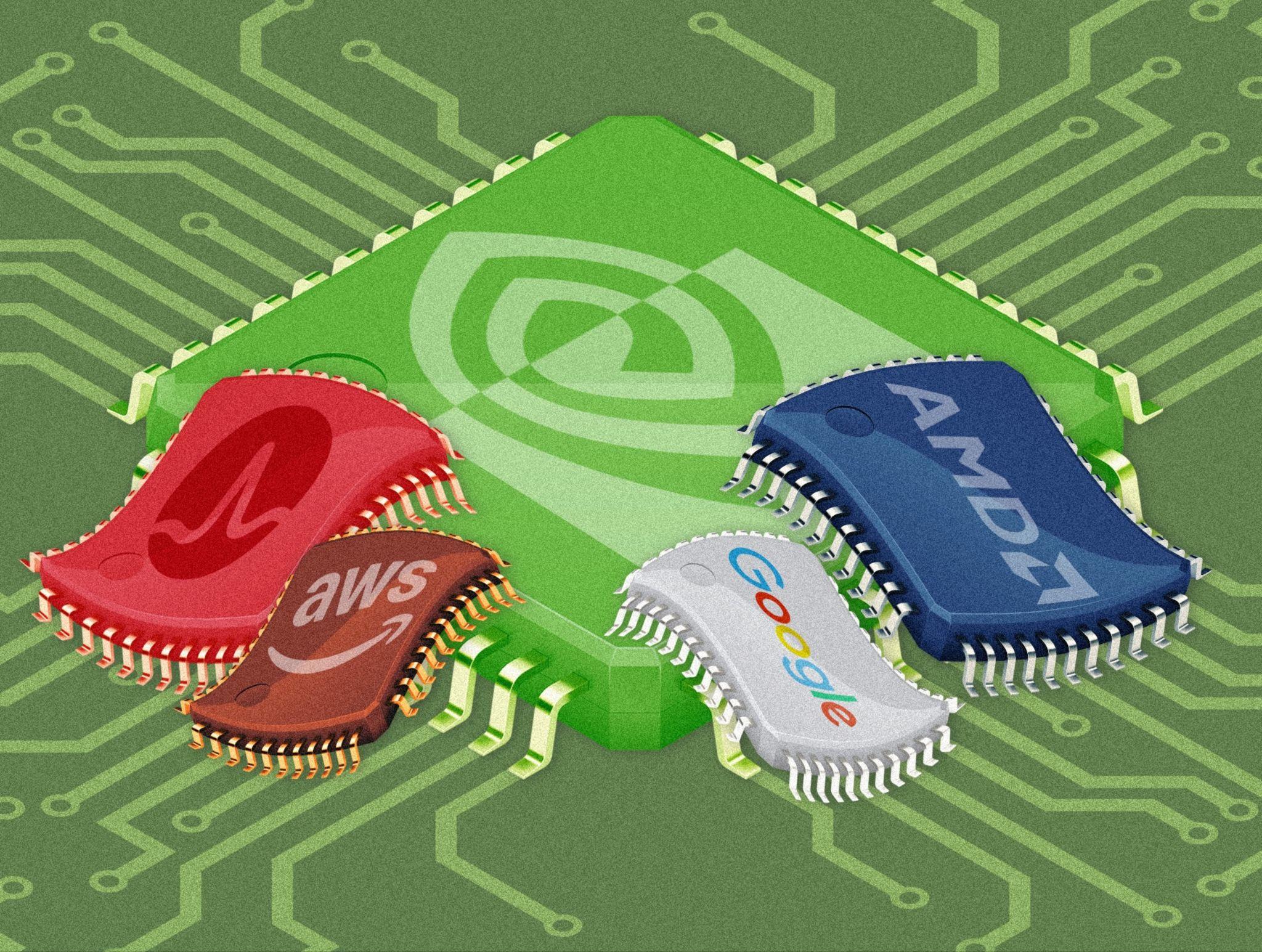 Google, Amazon, AMD và nhiều cái tên khác đang vươn lên thách thức gã khổng lồ vốn đã thống trị ngành chip nhiều năm. Ảnh: WSJ