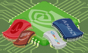 Google, Amazon, AMD và nhiều cái tên khác đang vươn lên thách thức gã khổng lồ vốn đã thống trị ngành chip nhiều năm. Ảnh: WSJ