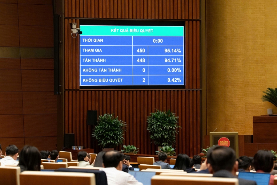 Quốc hội biểu quyết thông qua Luật Dân số. Ảnh: Quochoi.vn.