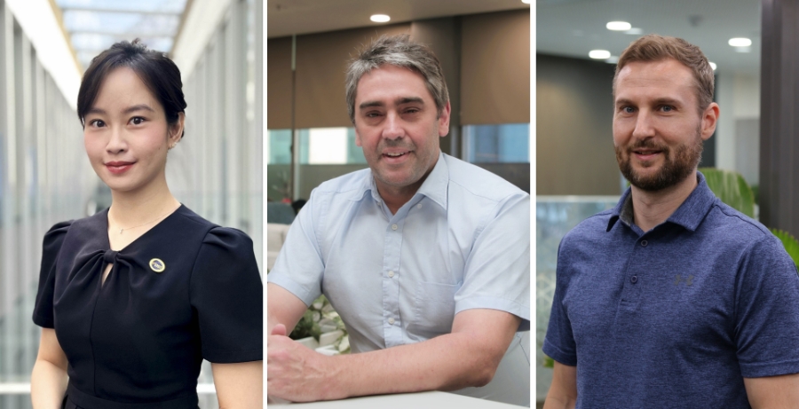 (Từ trái qua phải) Thạc sĩ Vũ Bích Phượng, Tiến sĩ Gordon Ingram và Tiến sĩ Jeff Nijsse (Hình: RMIT)