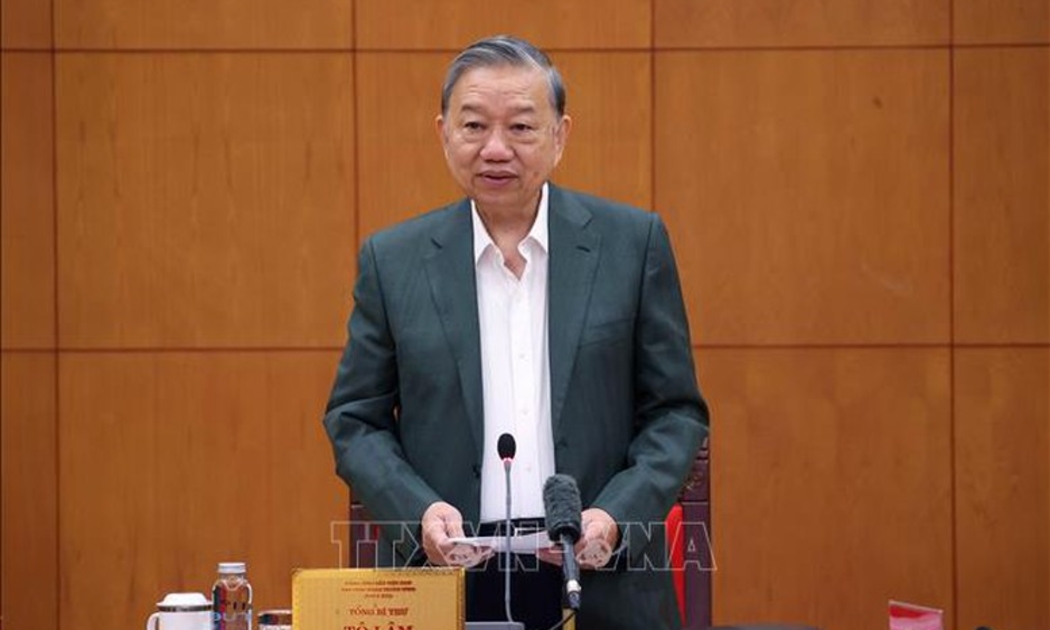 Tổng Bí thư Tô Lâm chủ trì buổi làm việc với Thường trực các tiểu ban Đại hội XIV của Đảng - Ảnh: TTXVN