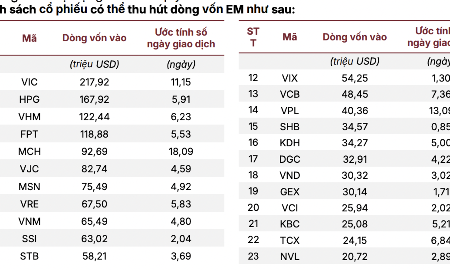 23 cổ phiếu dự kiến sẽ hút mạnh dòng tiền sau khi nâng hạng vào tháng 9/2026.