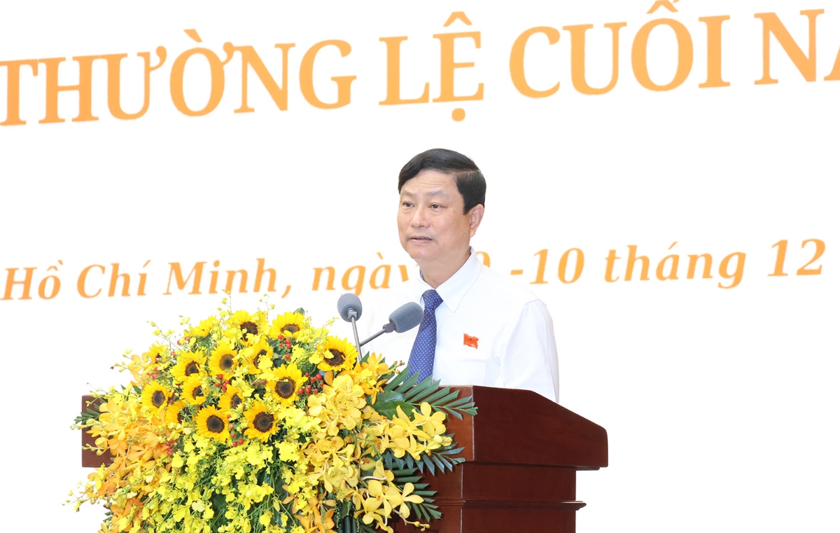 Chủ tịch HĐND TP. Hồ Chí Minh Võ Văn Minh phát biểu bế mạc Kỳ họp - Ảnh: Cổng thông tin điện tử TP. Hồ Chí Minh.