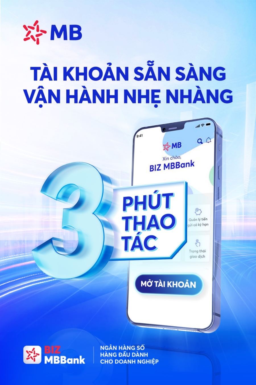 Chỉ 3 phút là doanh nghiệp đã sở hữu tài khoản sử dụng để vận hành tài chính.
