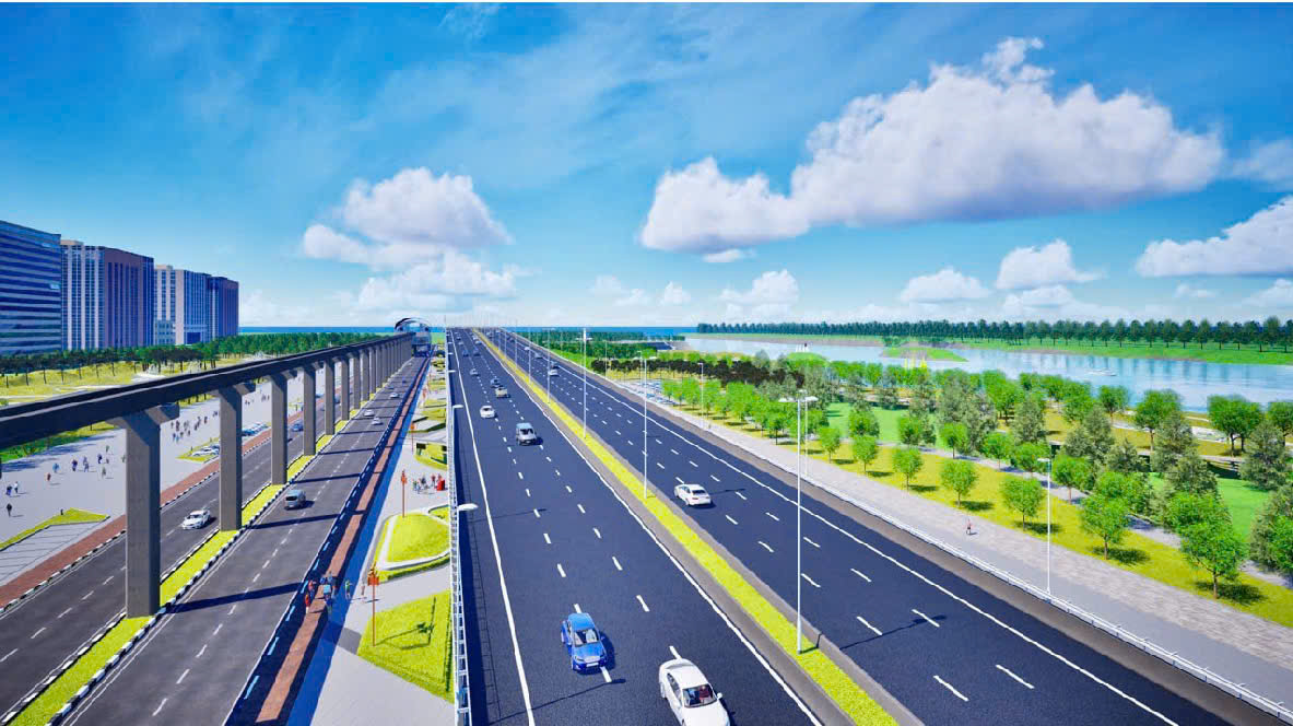 Một phần phối cảnh đại lộ cảnh quan sông Hồng do nhà đầu tư đề xuất.