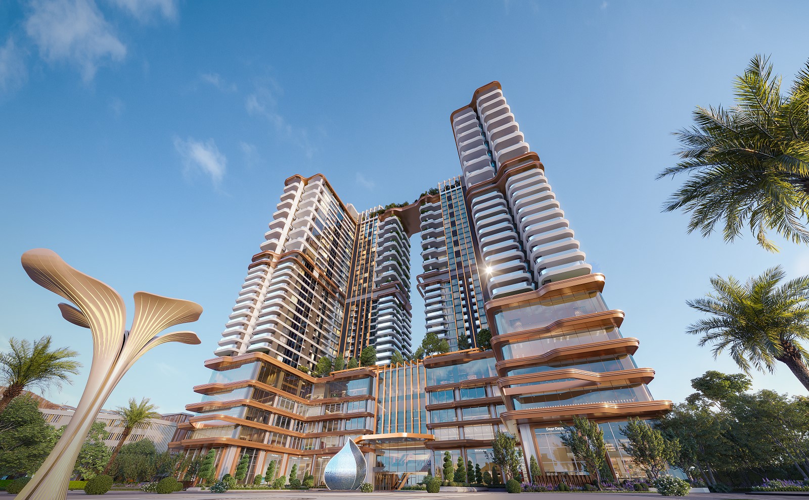 Tòa tháp đôi hạng sang Rivea Residences gồm 35 tầng nổi và 4 tầng hầm.