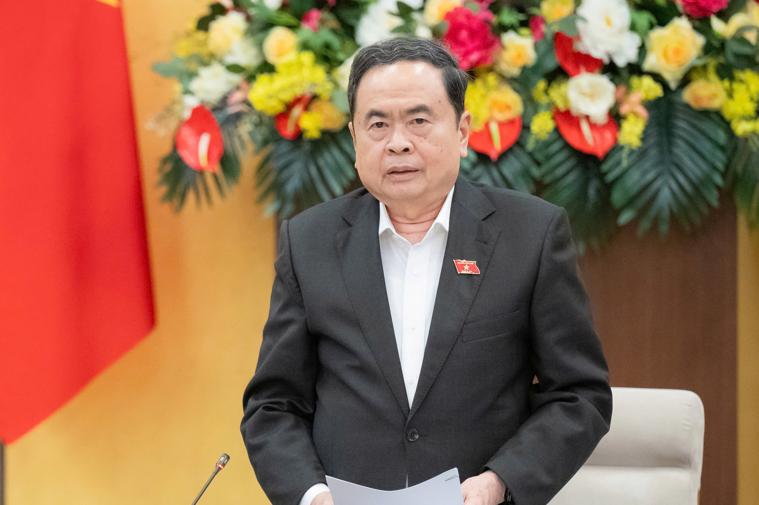 Chủ tịch Quốc hội Trần Thanh Mẫn phát biểu tại phiên họp. Ảnh: Quốc hội.