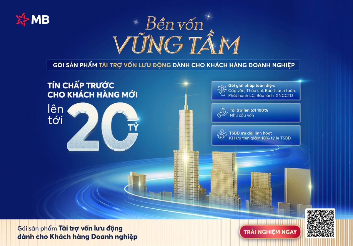MB giúp doanh nghiệp bổ sung vốn lưu động chủ động dòng tiền, giảm tải áp lực nguồn vốn.&nbsp;
