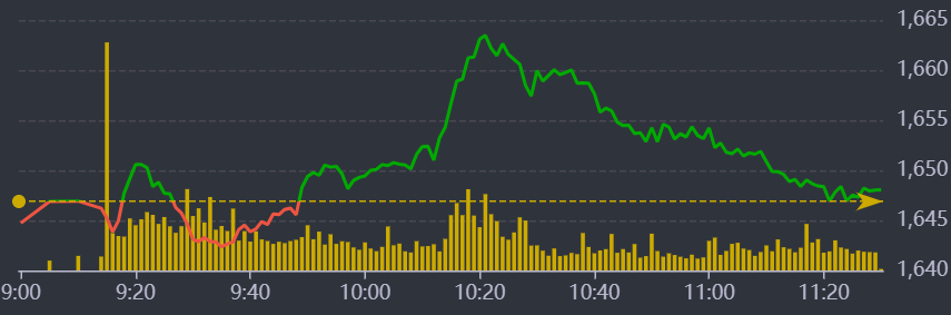 Diễn biến VN-Index sáng nay.