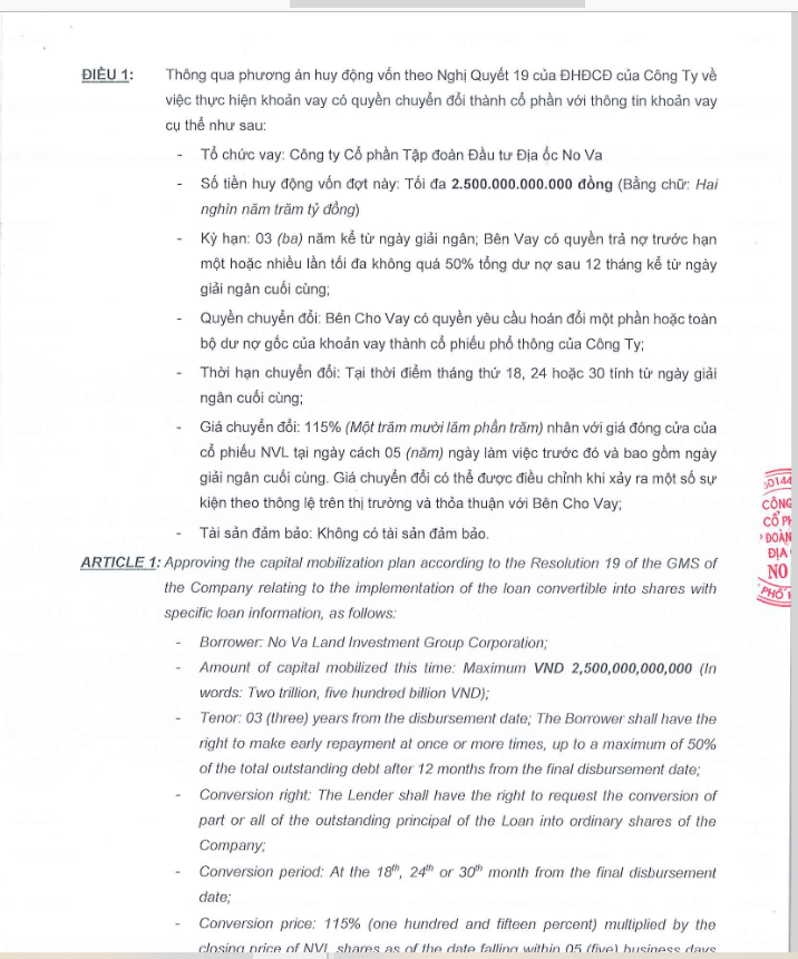 Novaland thông qua khoản vay tối đa 2.500 tỷ đồng có quyền chuyển đổi thành cổ phần - Ảnh 1