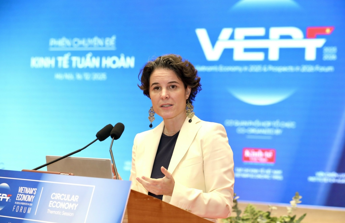 Bà Francesca Nardini - Phó Trưởng đại diện UNDP tại Việt Nam phát biểu tại Diễn đàn. Ảnh: Tri Phong.